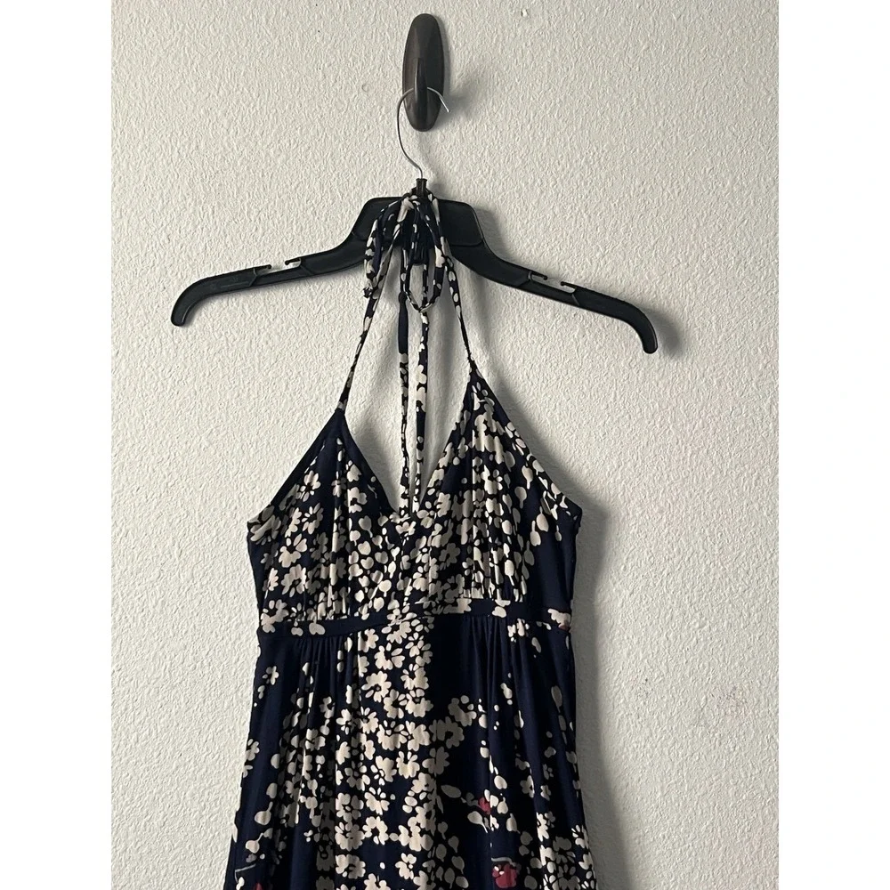 Express Women's Navy Floral Halter Neck Sleeveless Maxi Dress‎ Size XS